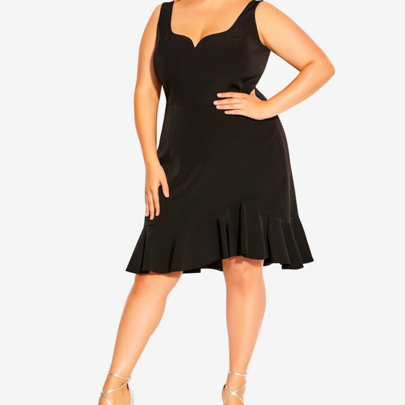 City Chic Dresses & Skirts - NWT City Chic Womens Plus Sz XXL Black Sleeveless Mini Dress Ruffle Hem NEW